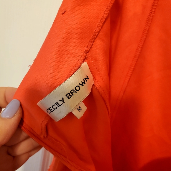 CECILY BROWN Coral and Silver Beaded  Sequined Cross-back Dress Size Medium - Picture 6 of 7